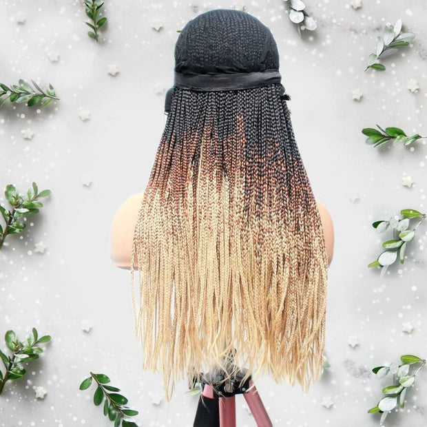 3 Tone Ombre Lace Frontal Knotless Box Braided Wig - Medium- 56cm $200 Knotless Braids QualityHairByLawlar (6679585554518)