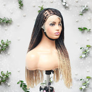 3 Tone Ombre Lace Frontal Knotless Box Braided Wig - Medium- 56cm $200 Knotless Braids QualityHairByLawlar (6679585554518)