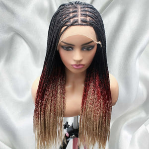 3 Tone Ombre Lace Frontal Knotless Box Braided Wig - Medium- 56cm $200 Knotless Braids QualityHairByLawlar (6693567135830)