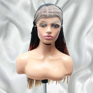 3 Tone Ombre Lace Frontal Knotless Box Braided Wig - Medium- 56cm $200 Knotless Braids QualityHairByLawlar (6693567135830)