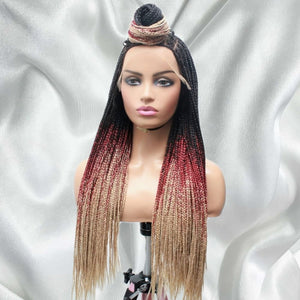 3 Tone Ombre Lace Frontal Knotless Box Braided Wig - Medium- 56cm $200 Knotless Braids QualityHairByLawlar (6693567135830)