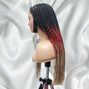 3 Tone Ombre Lace Frontal Knotless Box Braided Wig - Medium- 56cm $200 Knotless Braids QualityHairByLawlar (6693567135830)