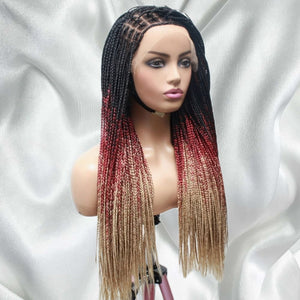 3 Tone Ombre Lace Frontal Knotless Box Braided Wig - Medium- 56cm $200 Knotless Braids QualityHairByLawlar (6693567135830)