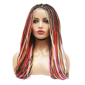 Balayage Red & Pink Multi Color Knotless Lace Frontal Box Braided Wig (6821821218902)