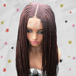Balayage Wine & Black Cornrow Kim K Mid Part Lace Closure Braided Wig - Medium - 56cm $190 Ghana Weave QualityHairByLawlar (6693572313174)