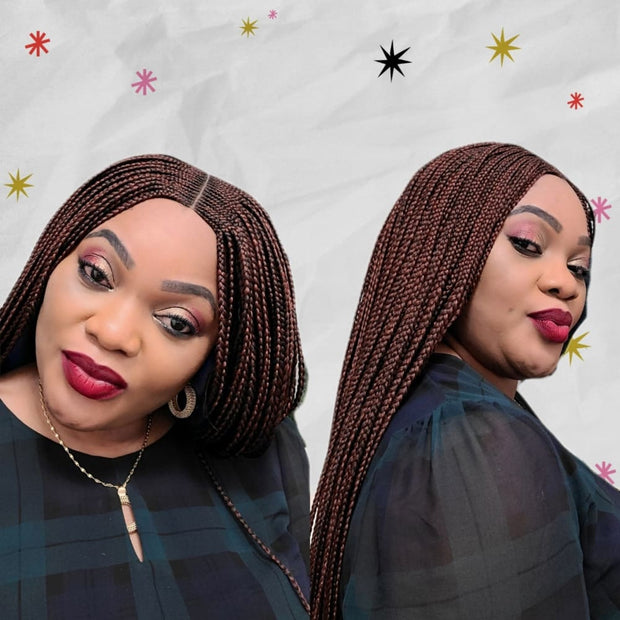 Balayage Wine & Black Cornrow Kim K Mid Part Lace Closure Braided Wig - Medium - 56cm $190 Ghana Weave QualityHairByLawlar (6693572313174)