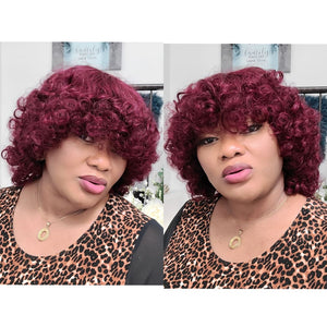 Bouncy Curly Pre-Made Human Hair Wig- Wine - $245 Pre Made Human Hair Wig QualityHairByLawlar (6585262702678)