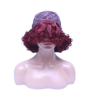 Bouncy Curly Pre-Made Human Hair Wig- Wine (6585262702678)