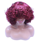 Bouncy Curly Pre-Made Human Hair Wig- Wine (6585262702678)