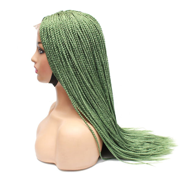Box Braids Fully Hand Braided Lace Wig- Lime Green - Medium - 56cm $200 Box Braids QualityHairByLawlar (4991166021718)