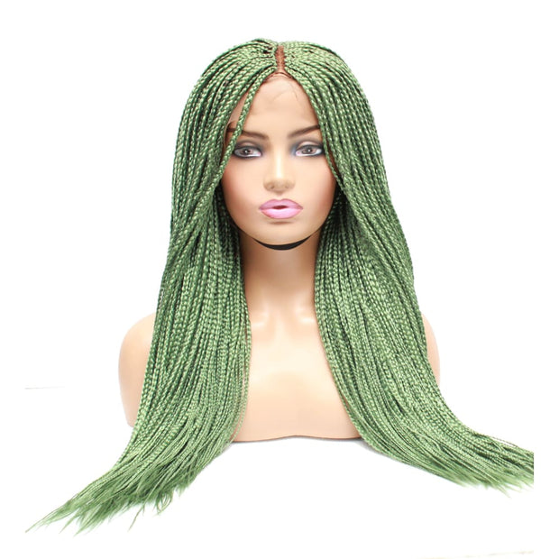 Box Braids Fully Hand Braided Lace Wig- Lime Green - Medium - 56cm $200 Box Braids QualityHairByLawlar (4991166021718)