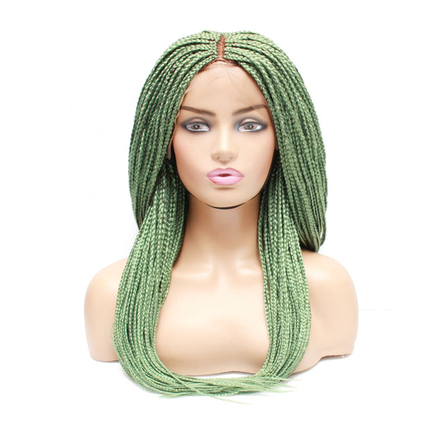 Box Braids Fully Hand Braided Lace Wig- Lime Green - Medium - 56cm $200 Box Braids QualityHairByLawlar (4991166021718)