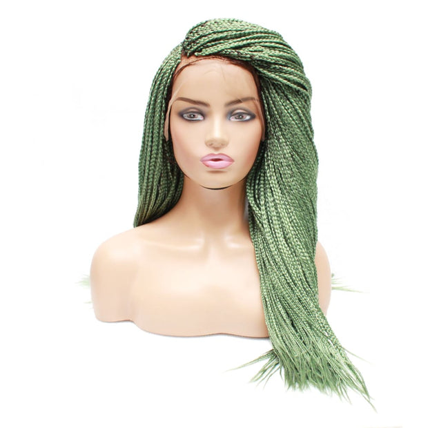Box Braids Fully Hand Braided Lace Wig- Lime Green - Medium - 56cm $200 Box Braids QualityHairByLawlar (4991166021718)