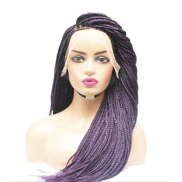 Box Braids Fully Hand Braided Lace Wig- Purple (6821821874262)