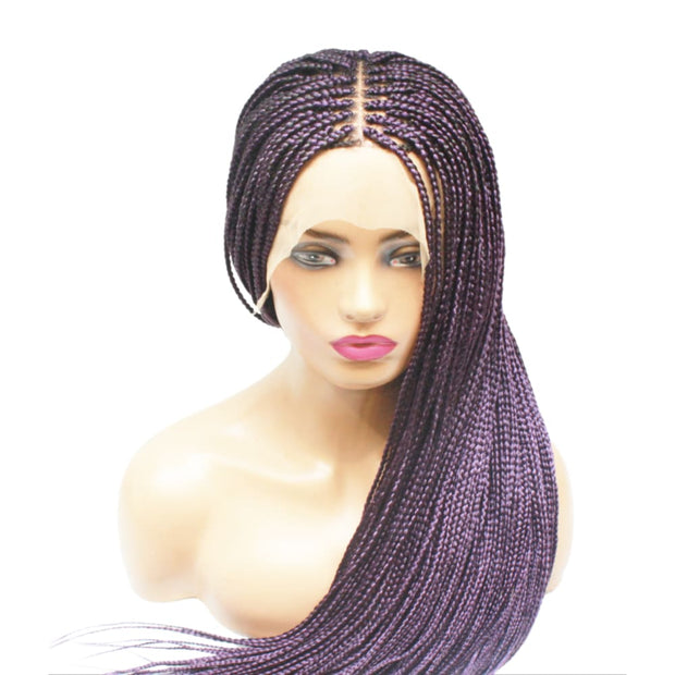 Box Braids Fully Hand Braided Lace Wig- Purple (6821821874262)