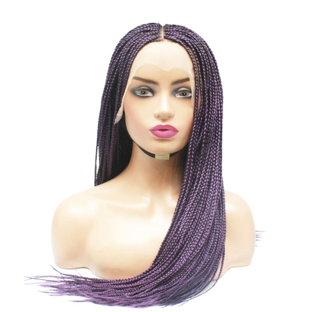 Box Braids Fully Hand Braided Lace Wig- Purple (6821821874262)