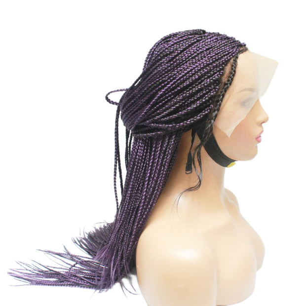Box Braids Fully Hand Braided Lace Wig- Purple (6821821874262)