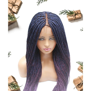 Box Braids Fully Hand Braided Ombre Lace Wig (Blue / Purple) - Medium - 56cm $200 Box Braids QualityHairByLawlar (4993384317014)