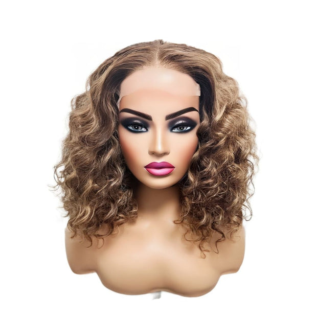 Brazilian Balayage Blonde Curly Human Hair Lace Front Wig- 14" (8034395226421)