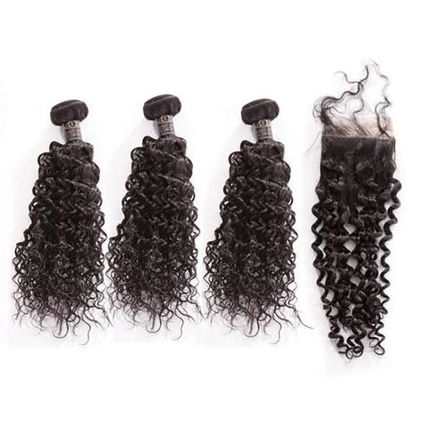 Brazilian Deep Curly Human Hair 3pcs Bundle & Lace Closure Deal - 12+12+12+10 closure $200.00 Bundle & Closure Deals QualityHairByLawlar (9249283020)