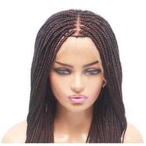 Dark Brown Lace Frontal Braided Wig- Feathers Box Braids Style - Medium - 56cm $160 Box Braids QualityHairByLawlar (4464986816598)