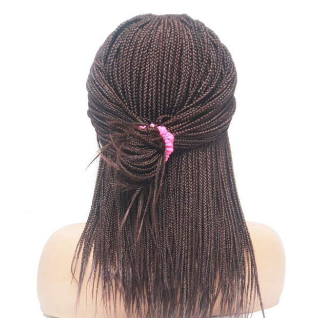 Dark Brown Lace Frontal Braided Wig- Feathers Box Braids Style - Medium - 56cm $160 Box Braids QualityHairByLawlar (4464986816598)