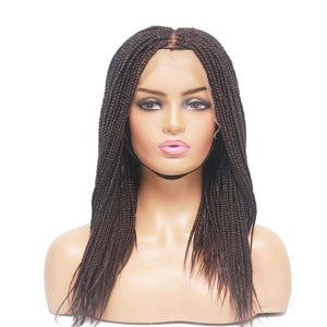 Dark Brown Lace Frontal Braided Wig- Feathers Box Braids Style - Medium - 56cm $160 Box Braids QualityHairByLawlar (4464986816598)