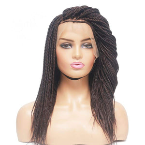 Dark Brown Lace Frontal Braided Wig- Feathers Box Braids Style - Medium - 56cm $160 Box Braids QualityHairByLawlar (4464986816598)