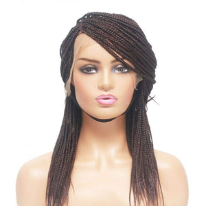 Dark Brown Lace Frontal Braided Wig- Feathers Box Braids Style - Medium - 56cm $160 Box Braids QualityHairByLawlar (4464986816598)