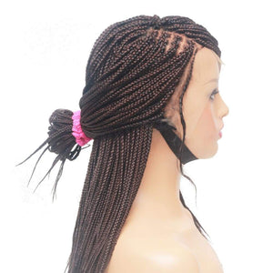 Dark Brown Lace Frontal Braided Wig- Feathers Box Braids Style - Medium - 56cm $160 Box Braids QualityHairByLawlar (4464986816598)