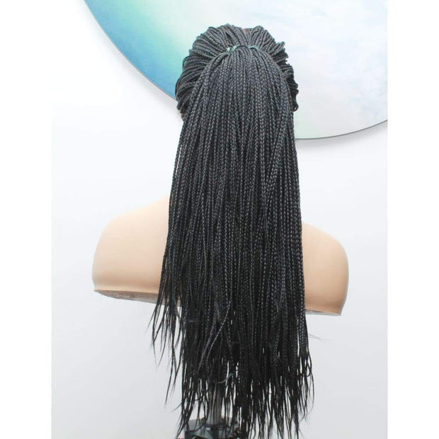 Full Lace Knotless Box Braided Wig- Color 1B - Medium- 56cm $330 Knotless Braids QualityHairByLawlar (6535316799574)