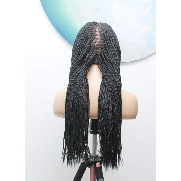 Full Lace Knotless Box Braided Wig- Color 1B - Medium- 56cm $330 Knotless Braids QualityHairByLawlar (6535316799574)