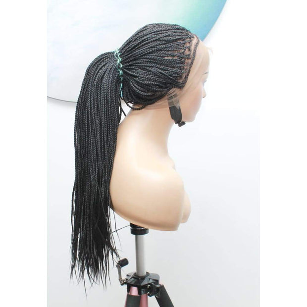 Full Lace Knotless Box Braided Wig- Color 1B - Medium- 56cm $330 Knotless Braids QualityHairByLawlar (6535316799574)