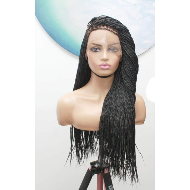 Full Lace Knotless Box Braided Wig- Color 1B - Medium- 56cm $330 Knotless Braids QualityHairByLawlar (6535316799574)