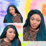 Gorgeous Teal Colored Lace Frontal Knotless Box Braided Wig - Medium- 56cm $200 Knotless Braids QualityHairByLawlar (6537903439958)