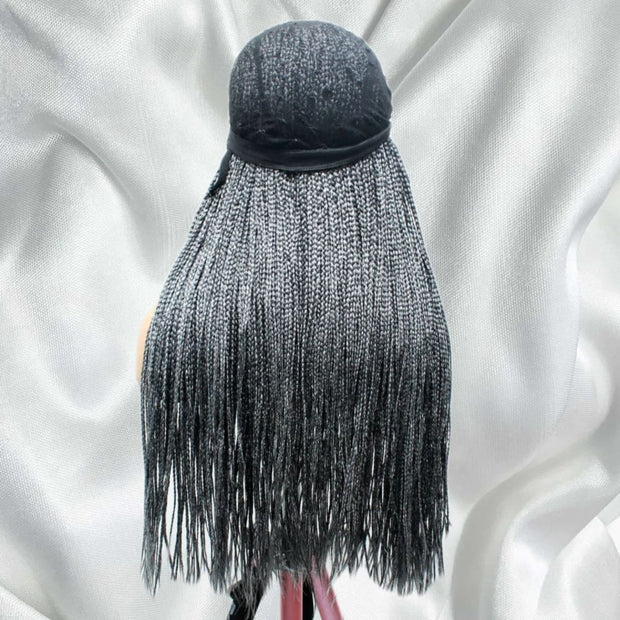 Kim K Lace Closure Mid Part Corn Row Braided Wig- Grey - Medium - 56cm $190 Ghana Weave QualityHairByLawlar (6693569265750)