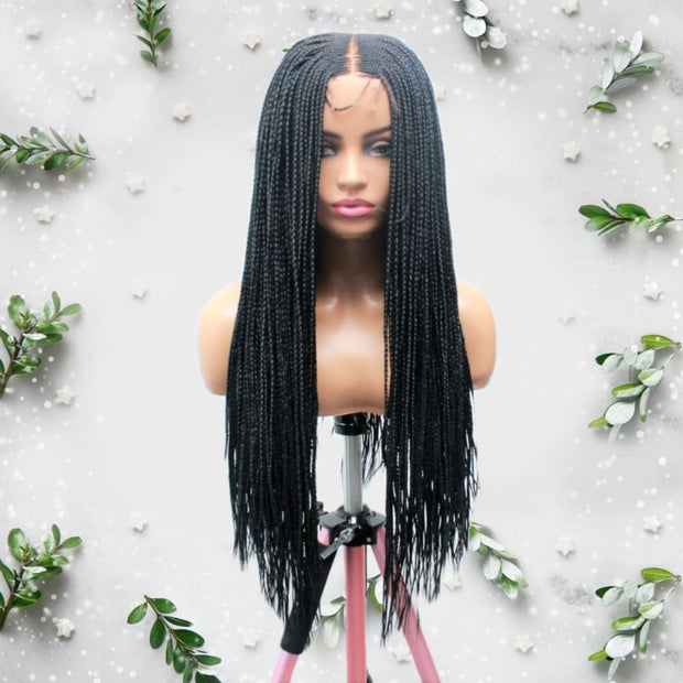 Kim K Lace Closure Mid Part Corn Row Braided Wig - Medium - 56cm $190 Ghana Weave QualityHairByLawlar (6693568282710)