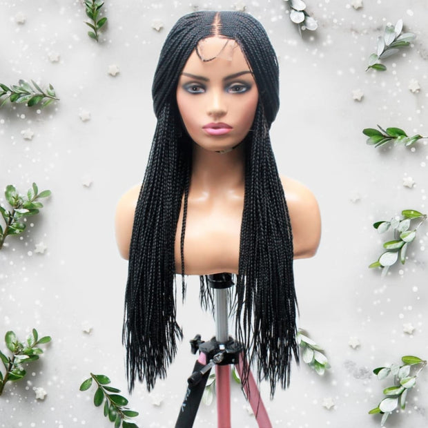 Kim K Lace Closure Mid Part Corn Row Braided Wig - Medium - 56cm $190 Ghana Weave QualityHairByLawlar (6693568282710)