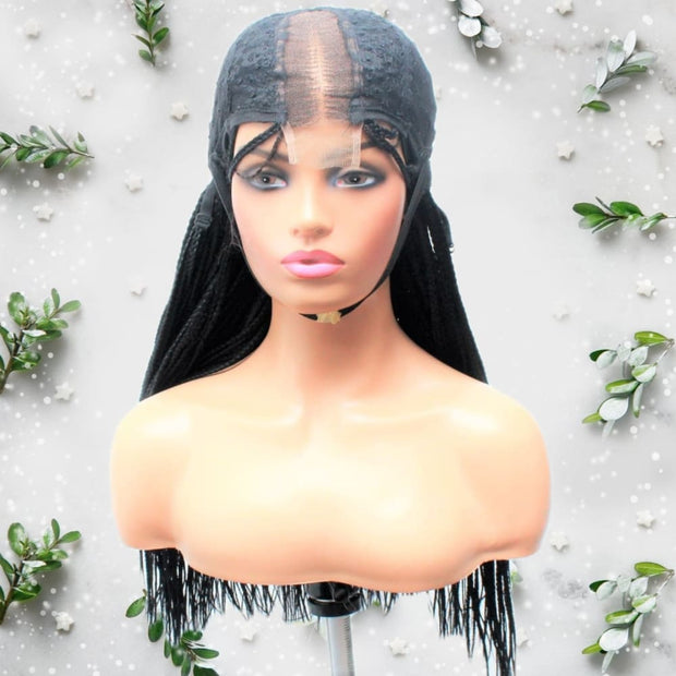 Kim K Lace Closure Mid Part Corn Row Braided Wig - Medium - 56cm $190 Ghana Weave QualityHairByLawlar (6693568282710)