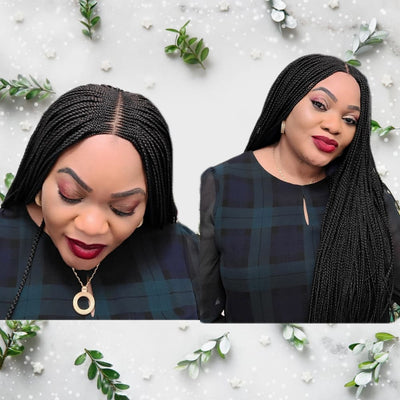 Kim K Lace Closure Mid Part Corn Row Braided Wig - Medium - 56cm $190 Ghana Weave QualityHairByLawlar (6693568282710)