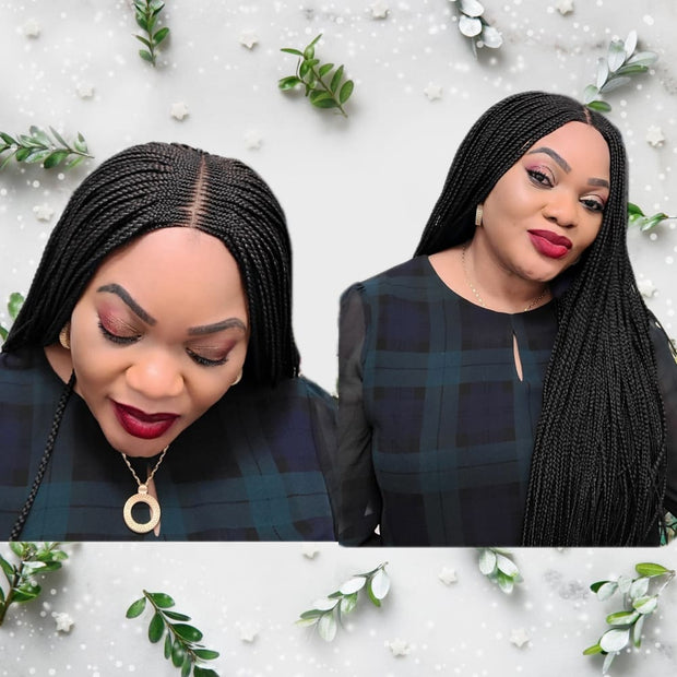 Kim K Lace Closure Mid Part Corn Row Braided Wig - Medium - 56cm $190 Ghana Weave QualityHairByLawlar (6693568282710)