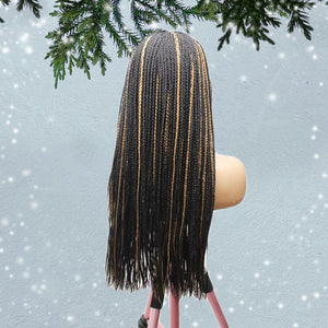 Knotless Box Braids Wig- Black With Highlights - Medium- 56cm $200 Knotless Braids QualityHairByLawlar (6607995273302)