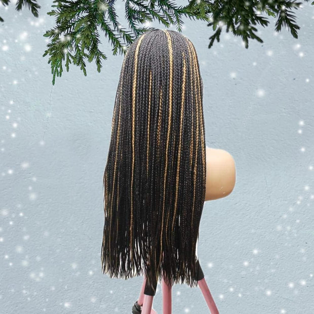 Knotless Box Braids Wig- Black With Highlights - Medium- 56cm $200 Knotless Braids QualityHairByLawlar (6607995273302)
