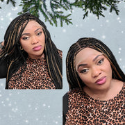 Knotless Box Braids Wig- Black With Highlights - Medium- 56cm $200 Knotless Braids QualityHairByLawlar (6607995273302)
