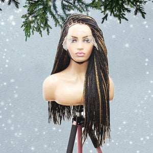 Knotless Box Braids Wig- Black With Highlights - Medium- 56cm $200 Knotless Braids QualityHairByLawlar (6607995273302)