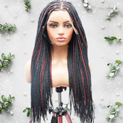 Knotless Box Braids Wig- Black With Wine Highlights - Medium- 56cm $200 Knotless Braids QualityHairByLawlar (6679535616086)