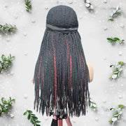 Knotless Box Braids Wig- Black With Wine Highlights - Medium- 56cm $200 Knotless Braids QualityHairByLawlar (6679535616086)