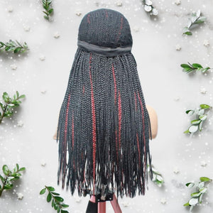 Knotless Box Braids Wig- Black With Wine Highlights - Medium- 56cm $200 Knotless Braids QualityHairByLawlar (6679535616086)