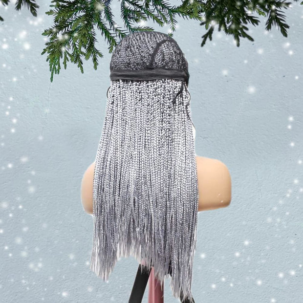 Knotless Box Braids Wig- Grey - Medium- 56cm $200 Knotless Braids QualityHairByLawlar (6607997567062)