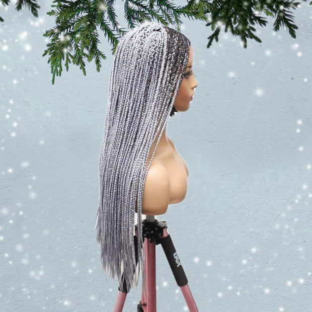 Knotless Box Braids Wig- Grey - Medium- 56cm $200 Knotless Braids QualityHairByLawlar (6607997567062)